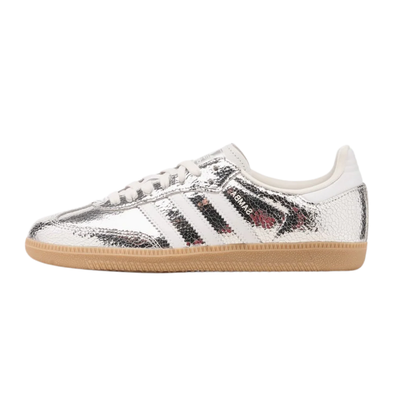 Adidas Samba Silver Metallic Cracked Leather