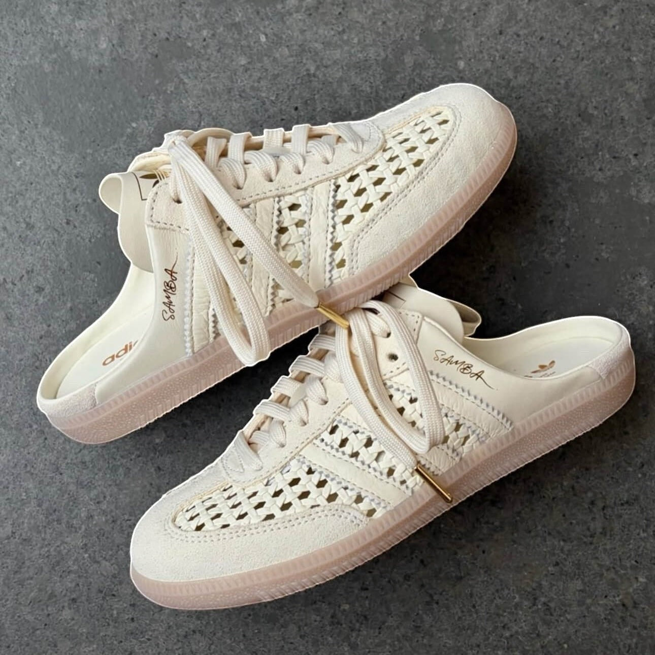 adidas Samba Mule Woven Basketweave Cream White - 3