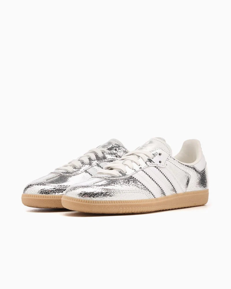 Adidas Samba Silver Metallic Cracked Leather - 2