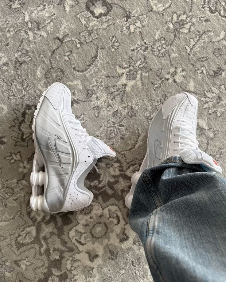 Nike Shox R4 White Metallic Silver