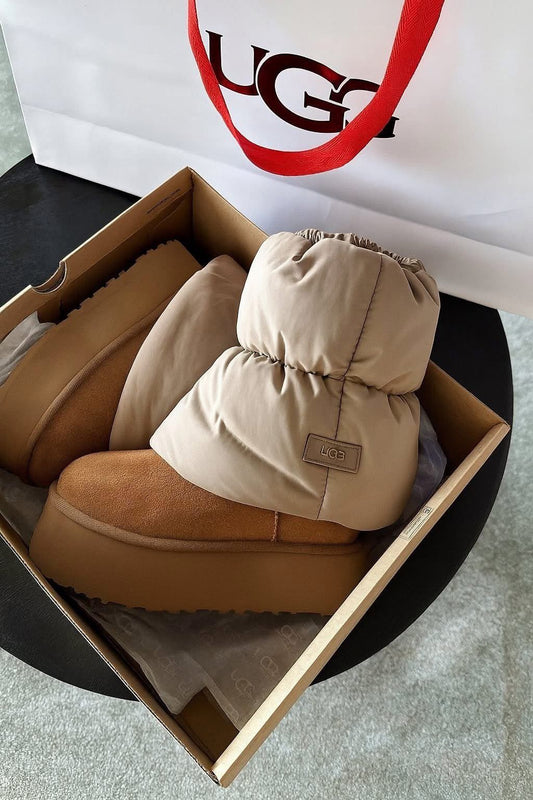 UGG Classic Mini Dipper Puffer Boot Amphora Chestnut