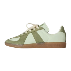 FastCop Store adidas BW Army Kith sneakers in tent green suede and leather with a gum sole, side profile view.