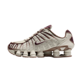 FastCop Store Nike Shox TL sneakers in light bone and burgundy crush with signature full-length cushioning columns.