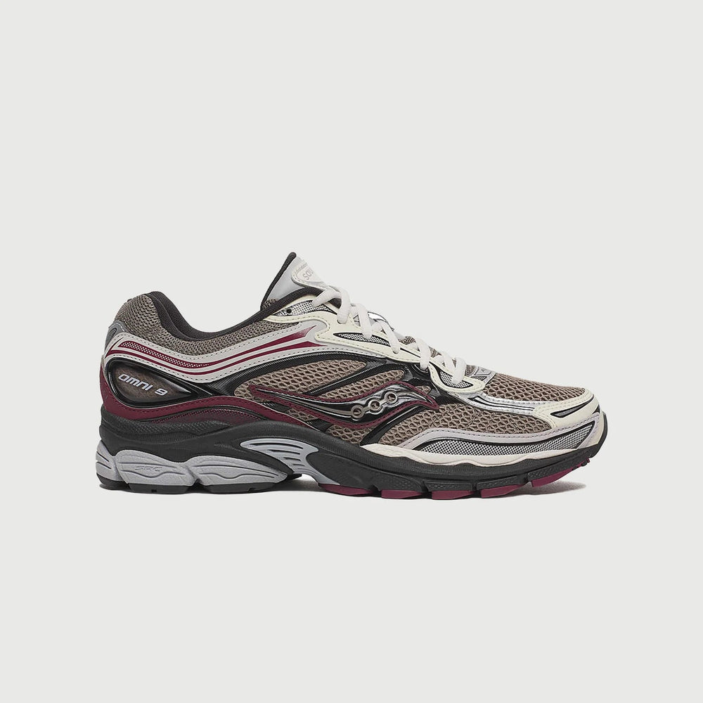 Saucony ProGrid Omni 9 Tomorrow, Meet Yesterday Pack Tan Maroon